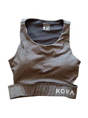 Kora Charcoal High-Neck Performance Sports Bra